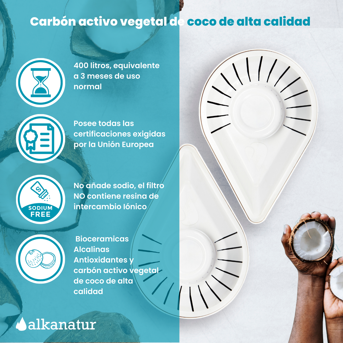 Pack de Filtros Mixto: Alkanatur Drops, Baja Emisión de Magnesio y Zeolita Clinoptilolita
